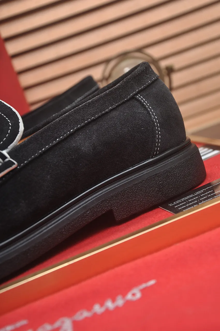 Men's shoes 💰440💶[Ferragamo/Ferragamo] The latest model in the counter. Original imported high-quality cowhide with open sides + imported 🐂 water-dyed cowhide lining + original luxury metal buckle + original combined outsole. No pressure for comparison. 38--45 (45 is custom-made and cannot be returned or exchanged)
